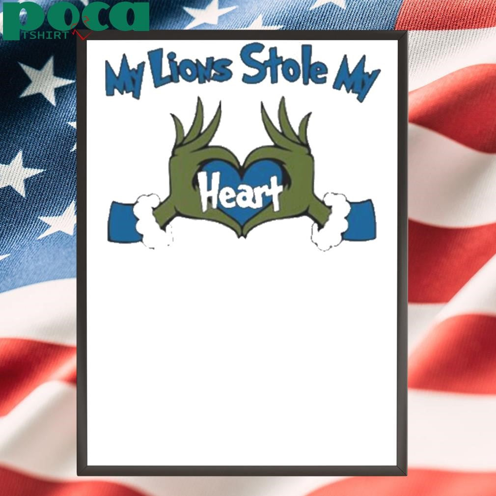 Detroit Lions Grinch hand my Lions stole my heart Merry Christmas shirt
