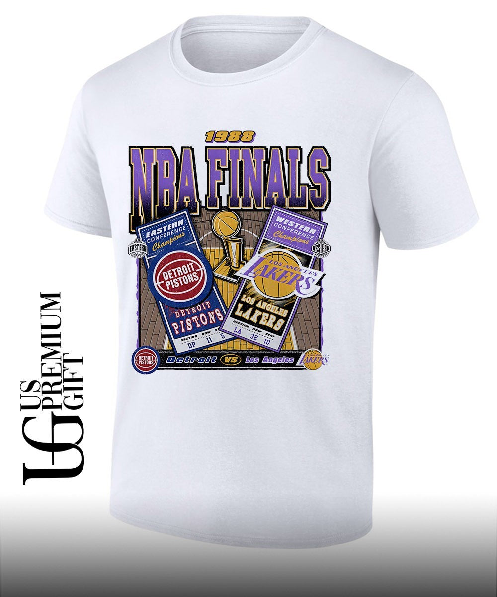 Detroit Pistons vs Los Angeles Lakers 1988 NBA Finals dueling vintage shirt