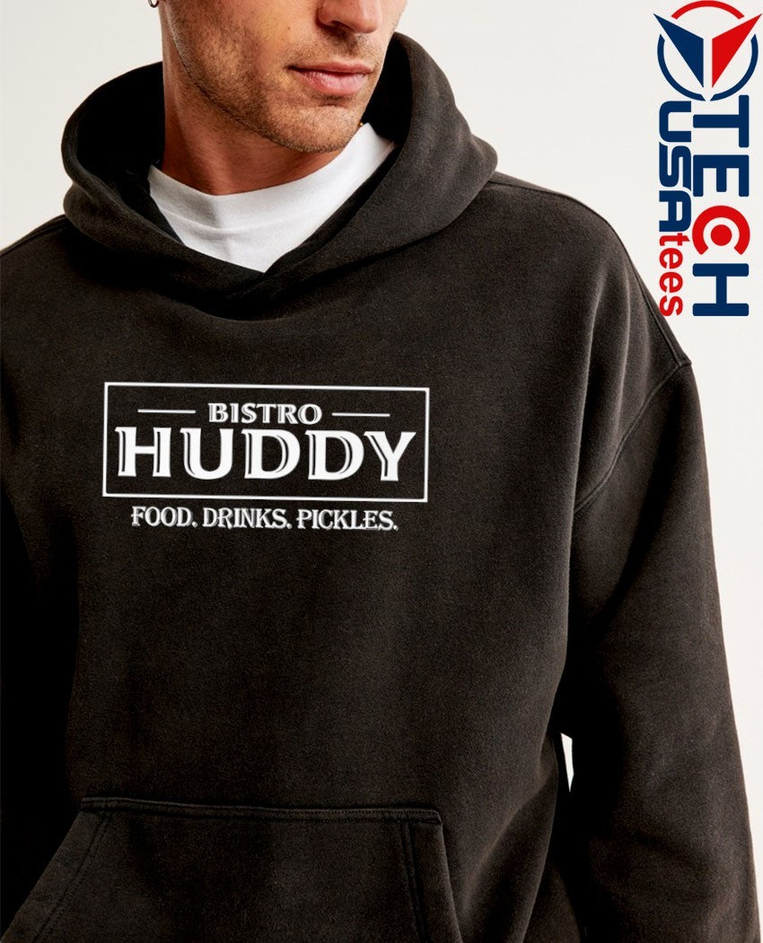 Drew Talbert’s Bistro Huddy food drinks pickles shirt
