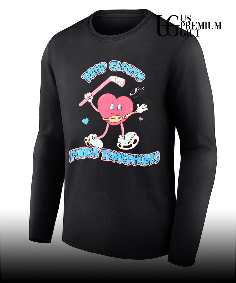 Drop Gloves Punch Transphobes hockey trans rights shirt