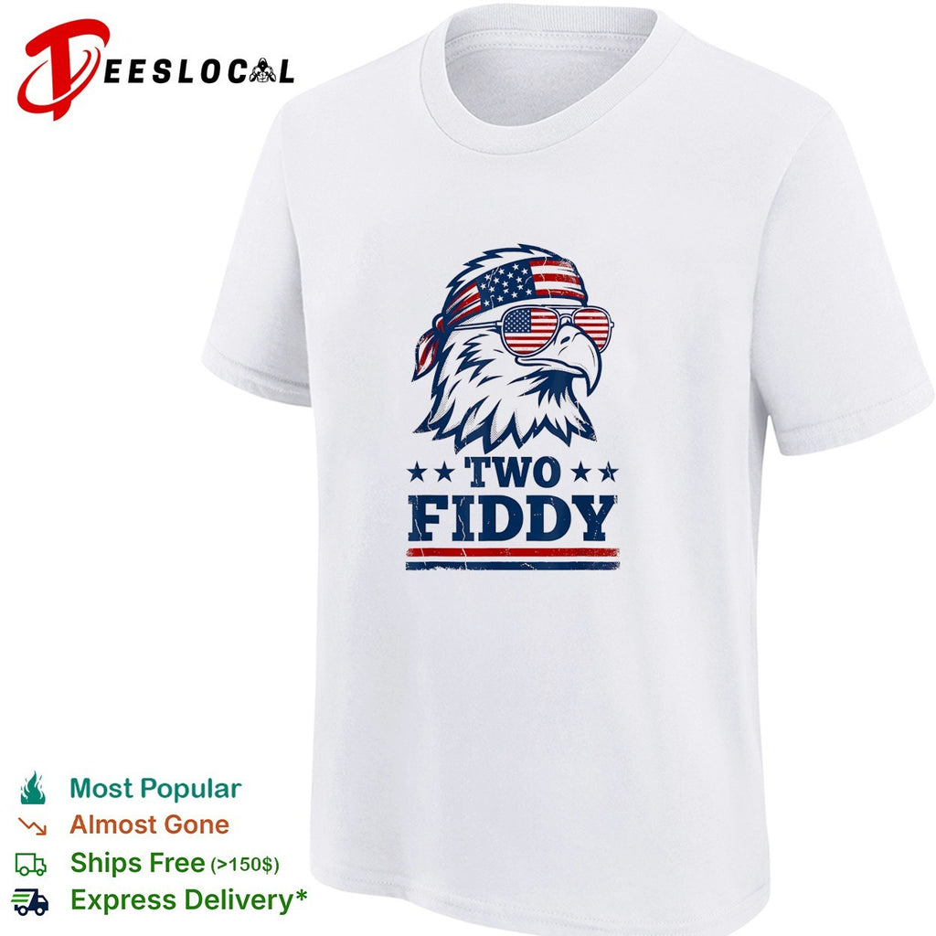 Eagle wearing flag bandana sunglasses two fiddy shirt