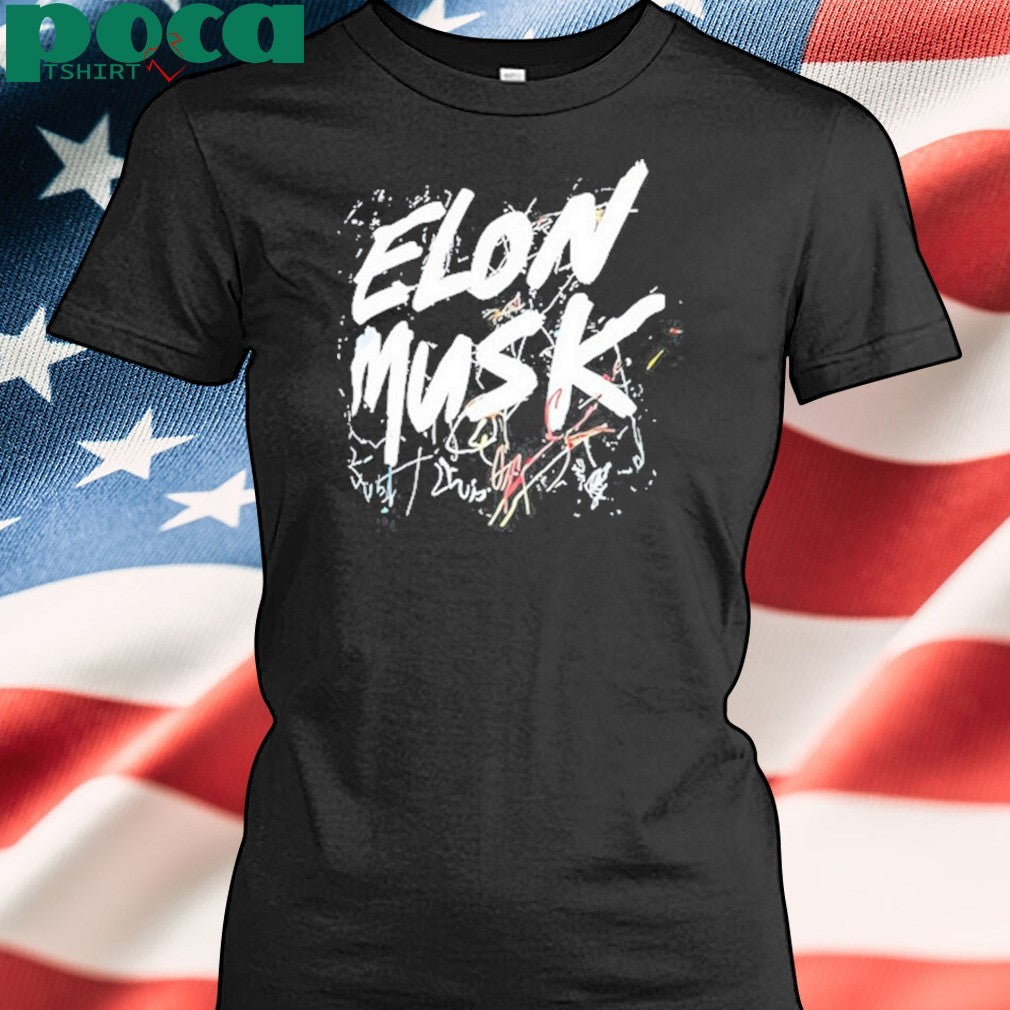 Elon Musk text scratchy shirt