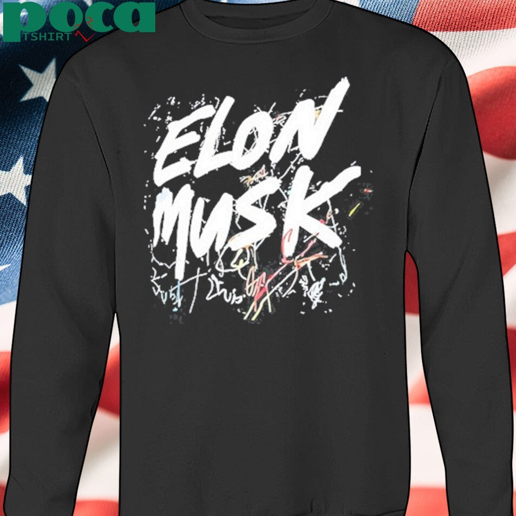 Elon Musk text scratchy shirt
