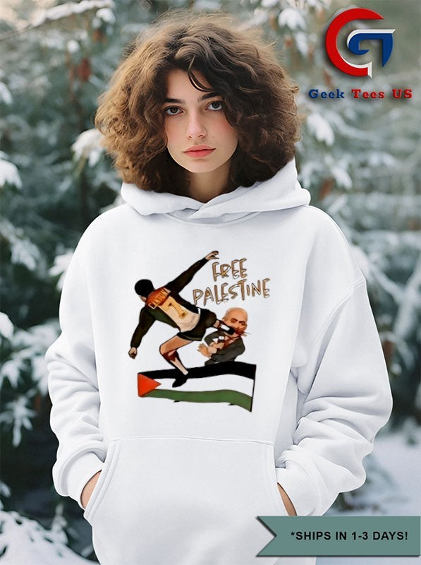 Eric Cantona Free Palestine kung-fu kick to Israeli PM Netanyahu shirt