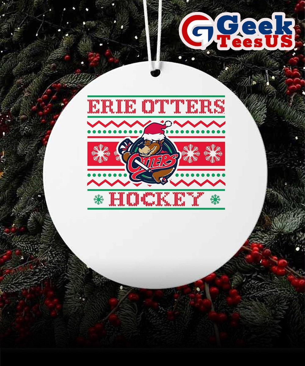 Erie Otters hockey ugly Christmas sweatOrnament