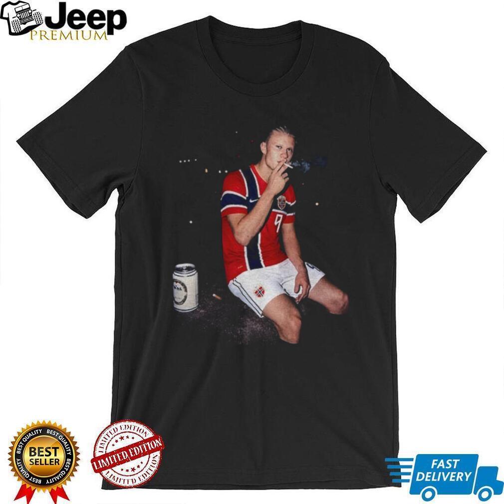 Erling Haaland Norway Football Player Smoking Photo Shirt