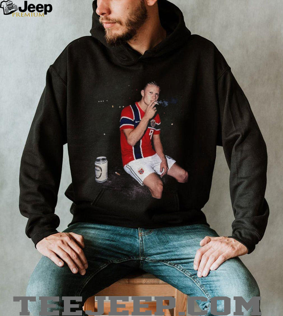 Erling Haaland Norway Football Player Smoking Photo Shirt