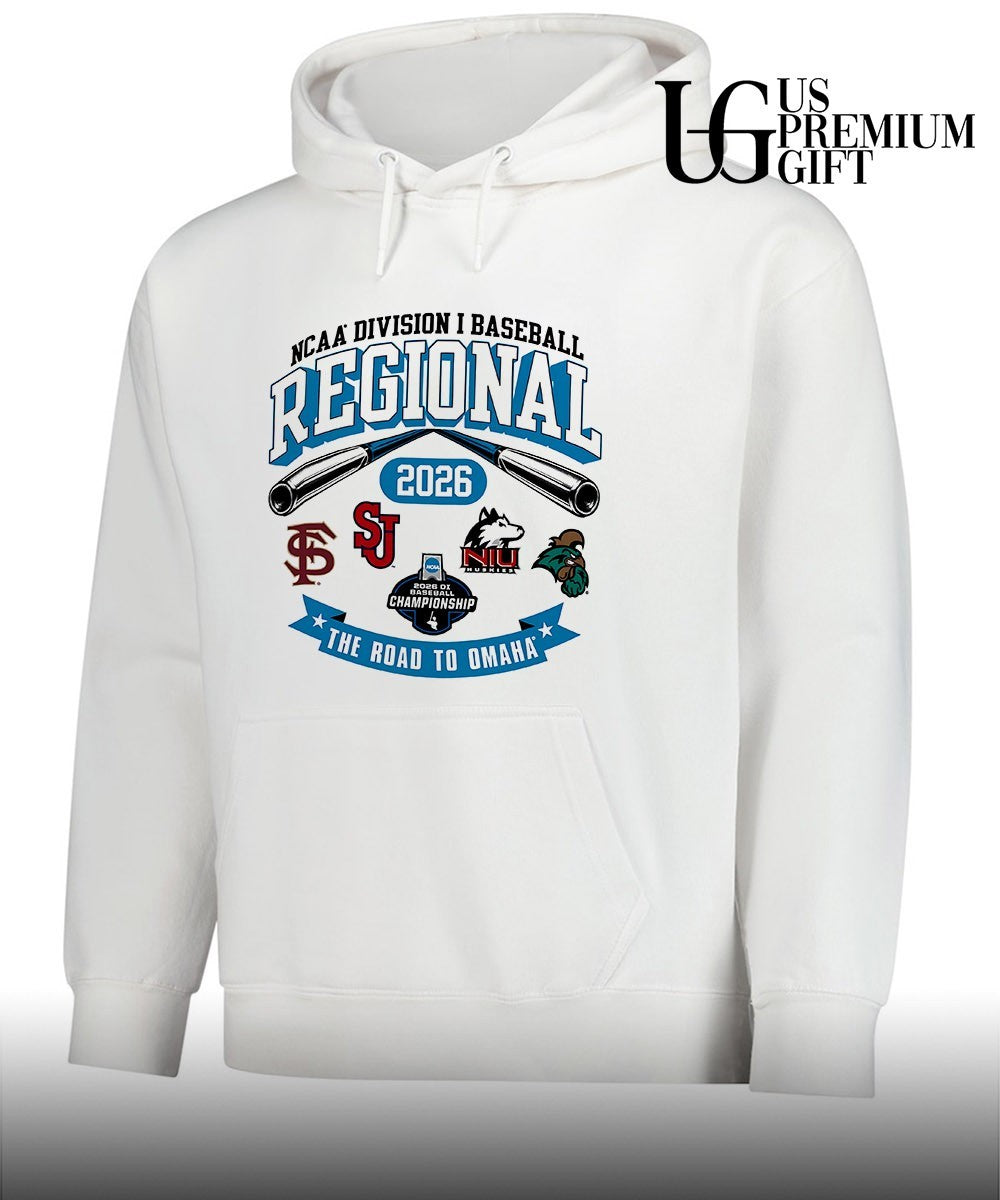FSU and St. John’s University and Northern Illinois University and Coastal Carolina Chanticleers Baseball Regional Division I NCAA 2026 The Road to Omaha shirt