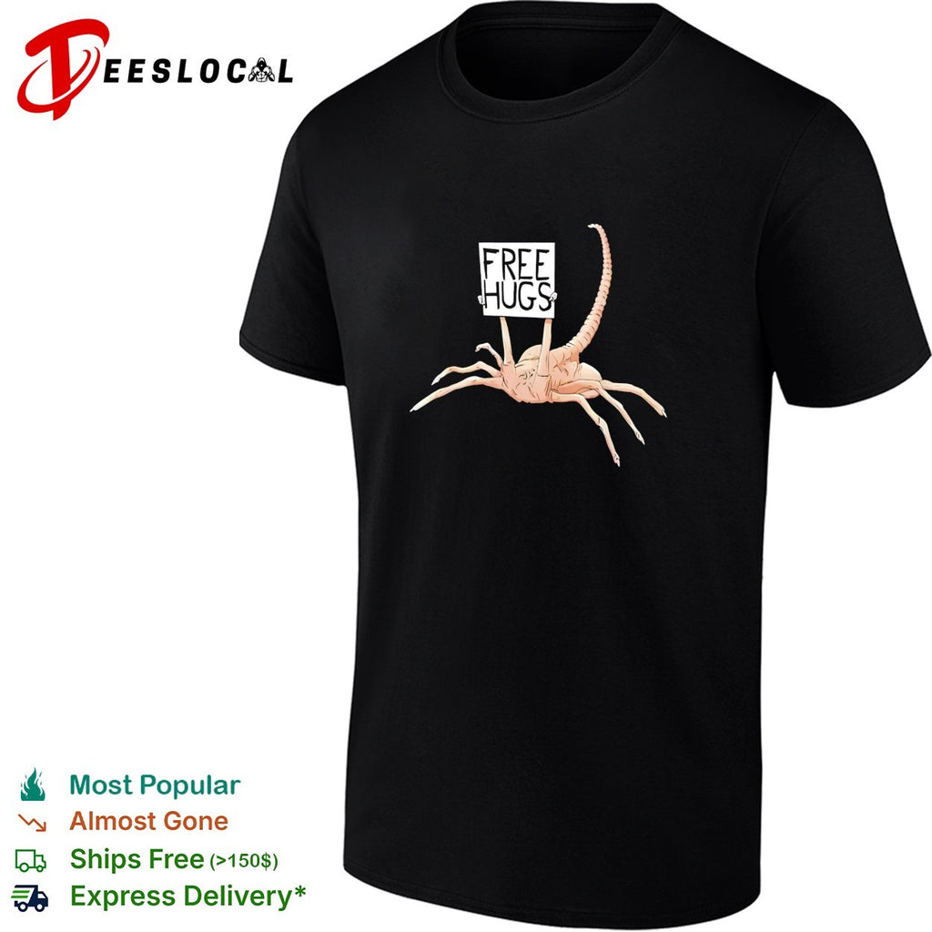 Facehugger holding Free Hugs sign shirt