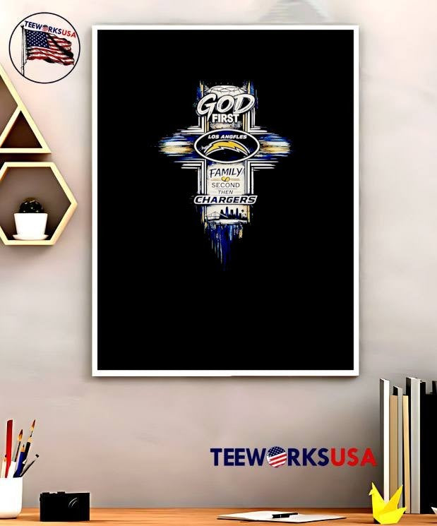 Faith Family Football God First Los Angfles Chargers City Skyline T-Shirt