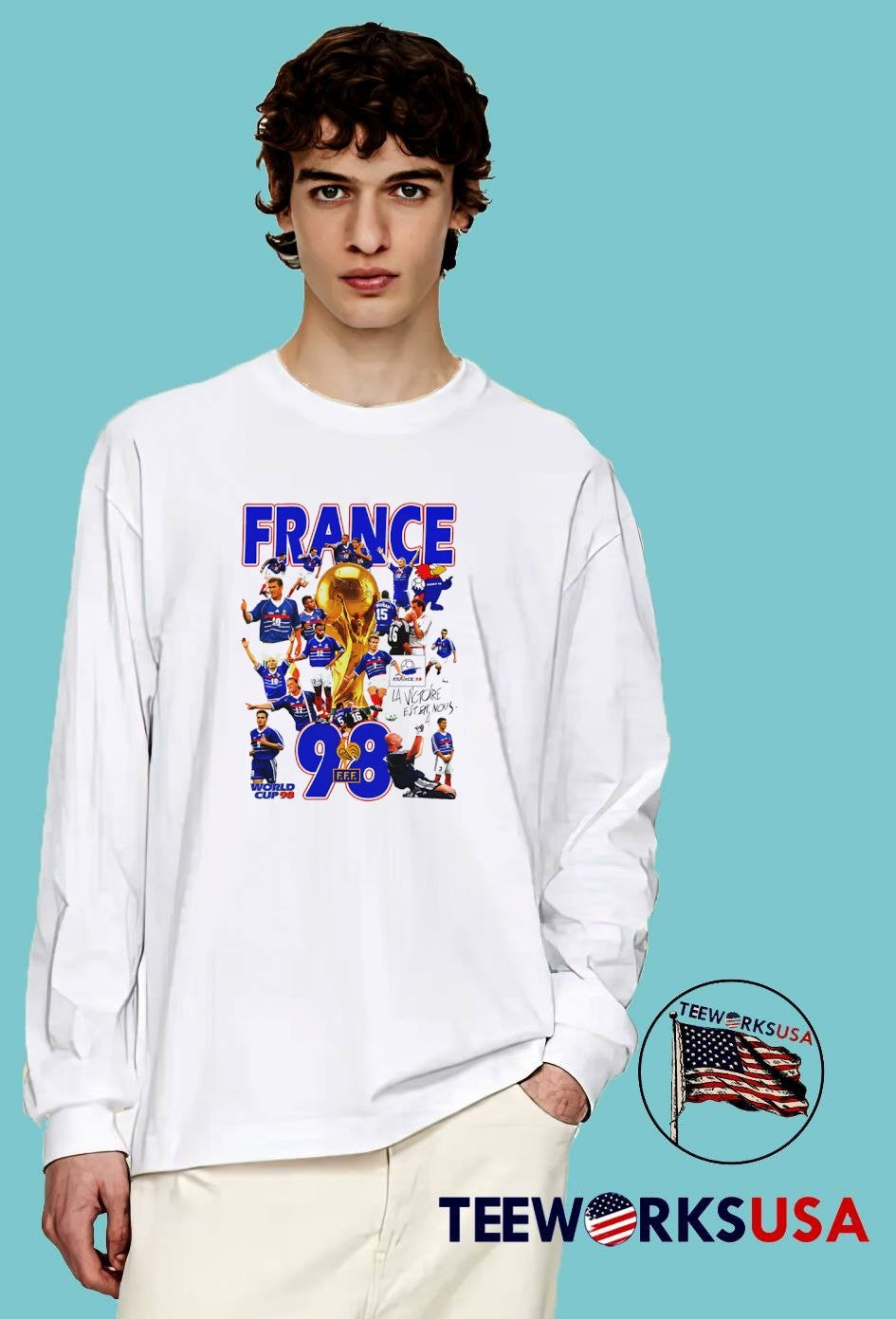 France 98 World Cup Poster Featuring Zinedine Zidane And Didier Deschamps T-Shirt