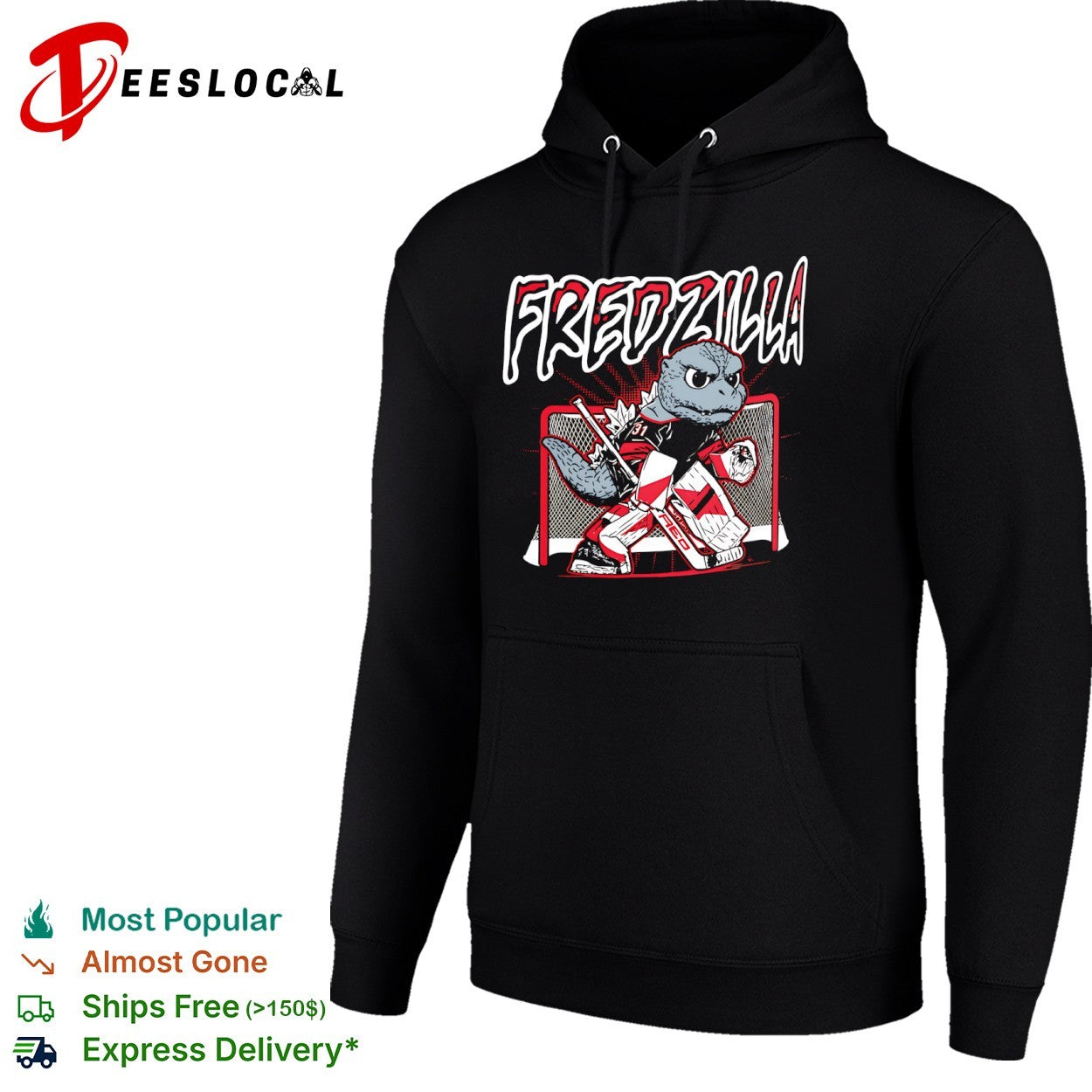 Fredzilla Godzilla Hockey Goalie shirt