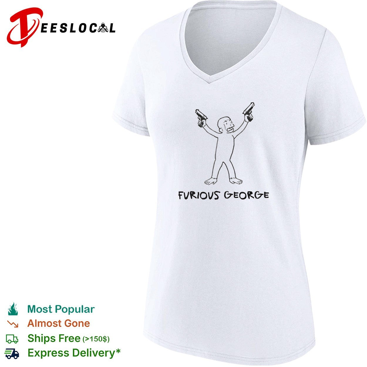 Furious George monkey holding guns shirt