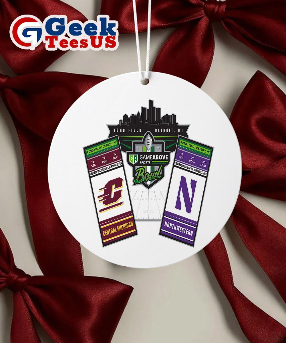 GameAbove Sports Bowl 2025 Northwestern Wildcats vs Central Michigan Chippewas Football tickets Ornament