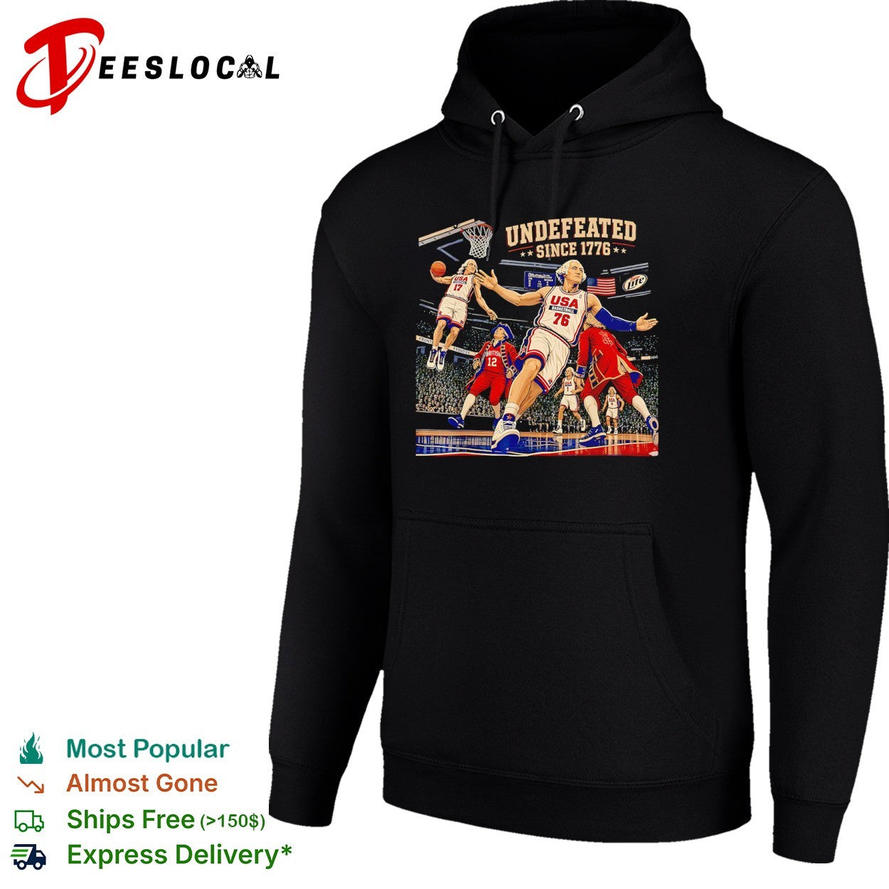 George Washington USA Basketball Undefeated Since 1776 British 12 Parody shirt