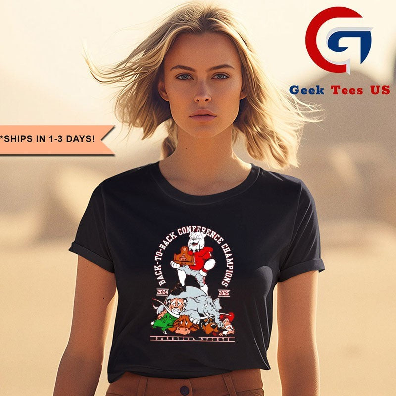 Georgia Bulldogs 2024-2025 Back to Back Conference Champions mascot shirt