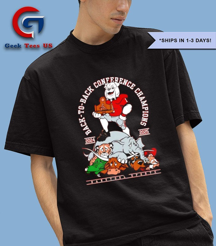 Georgia Bulldogs 2024-2025 Back to Back Conference Champions mascot shirt