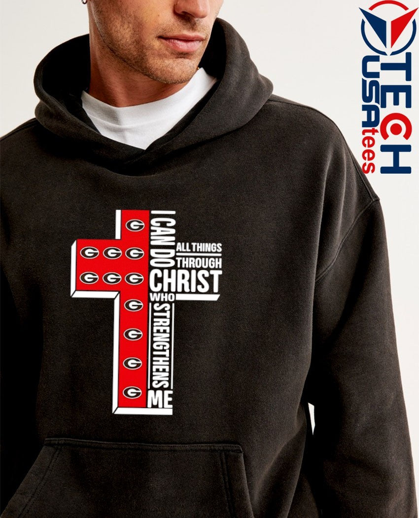 Georgia Bulldogs cross I can do all things through Christ who strengthens me shirt