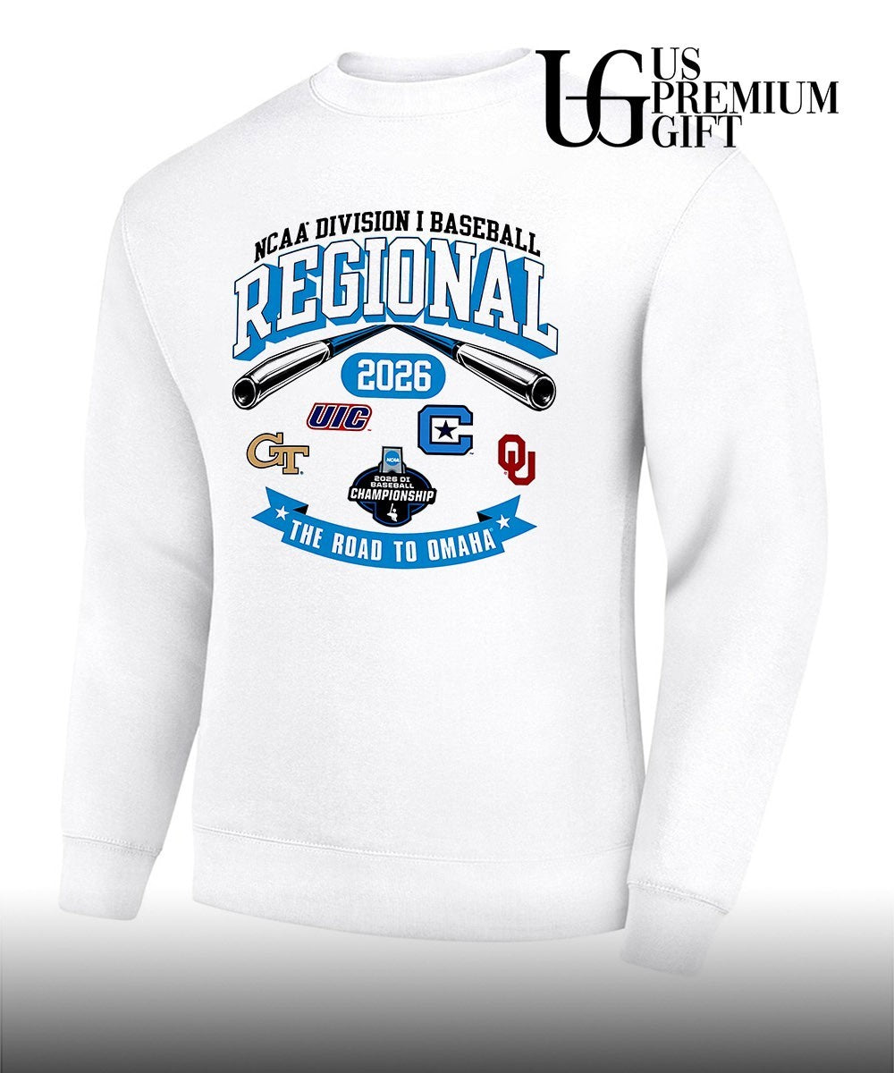 Georgia Tech Yellow Jackets and UIC Flames and Citadel Bulldogs and Oklahoma Sooners Baseball Regional Division I NCAA 2026 The Road to Omaha shirt