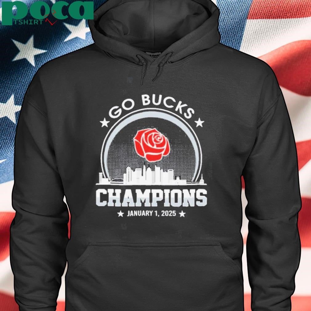 Go Bucks Football 2025 Rose Champions Skyline Logo Shirt