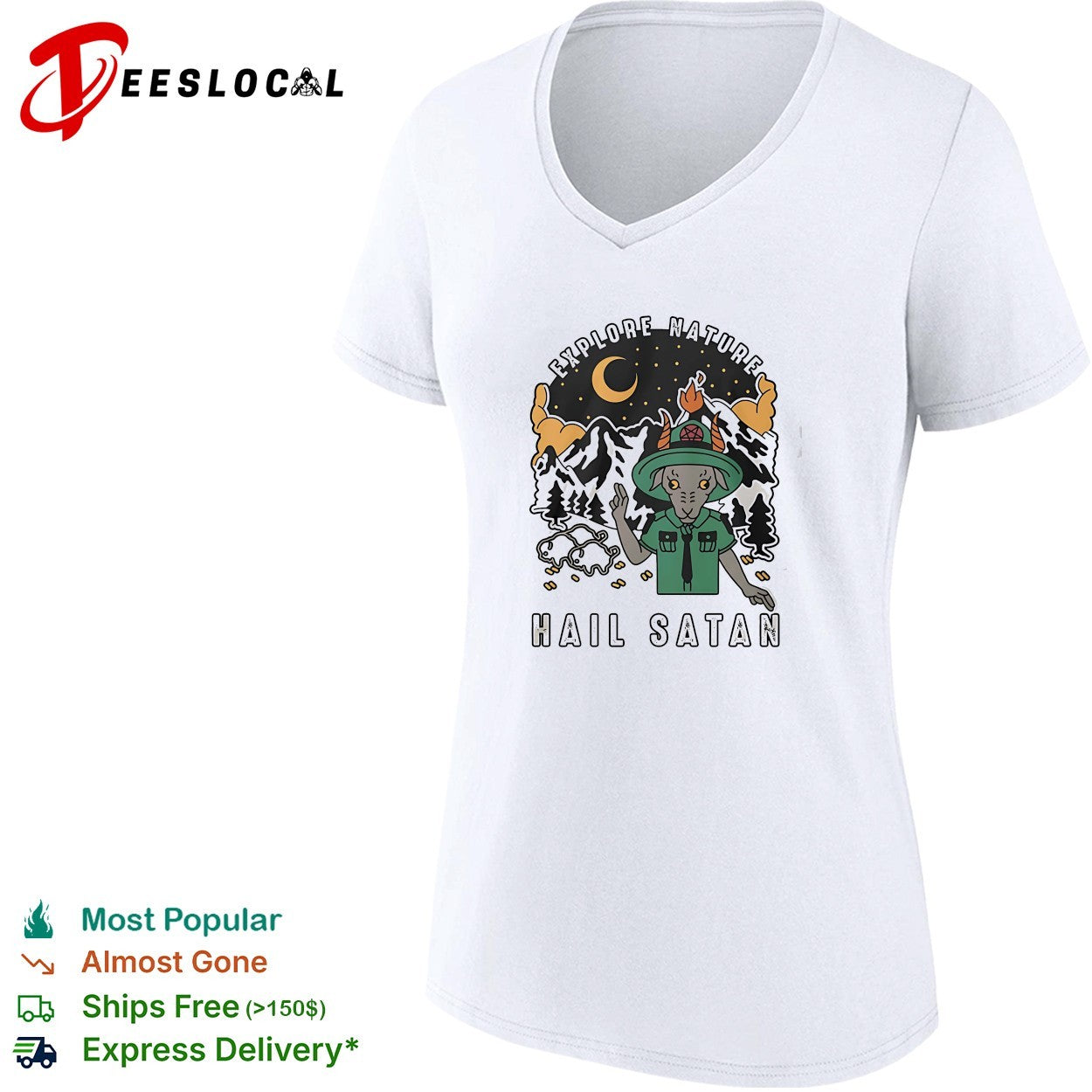 Goat scout pointing explore nature hail satan shirt