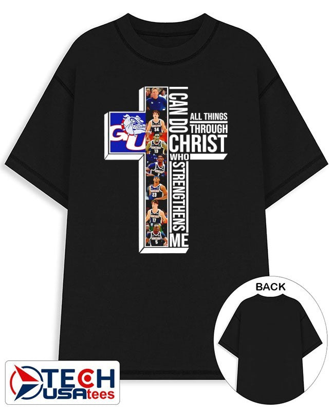 Gonzaga Bulldogs Basketball players cross I can do all things through Christ who strengthens me shirt