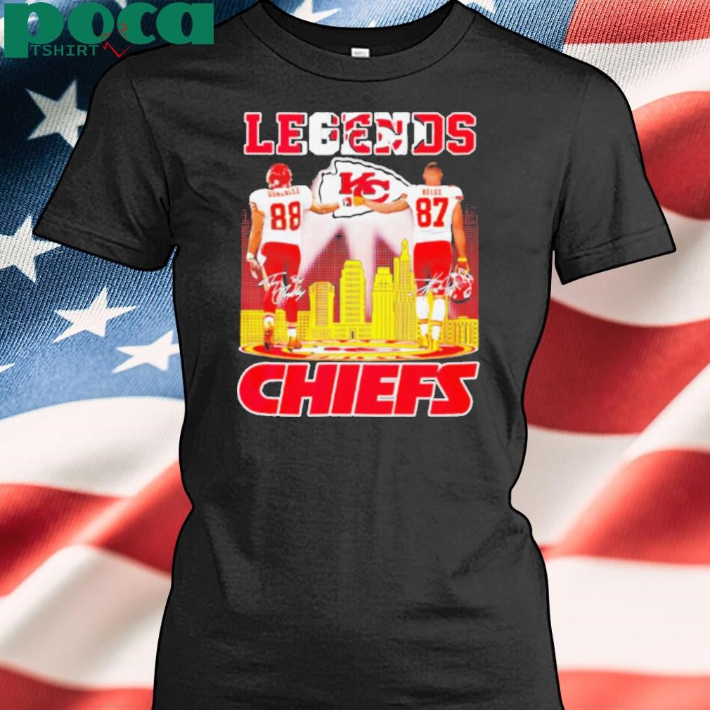 Gonzalez and Kelce Kansas City Chiefs Legends signature city skyline shirt