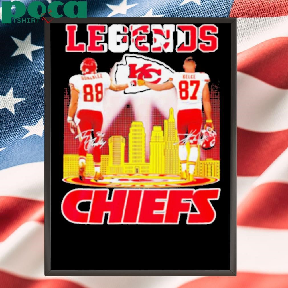Gonzalez and Kelce Kansas City Chiefs Legends signature city skyline shirt