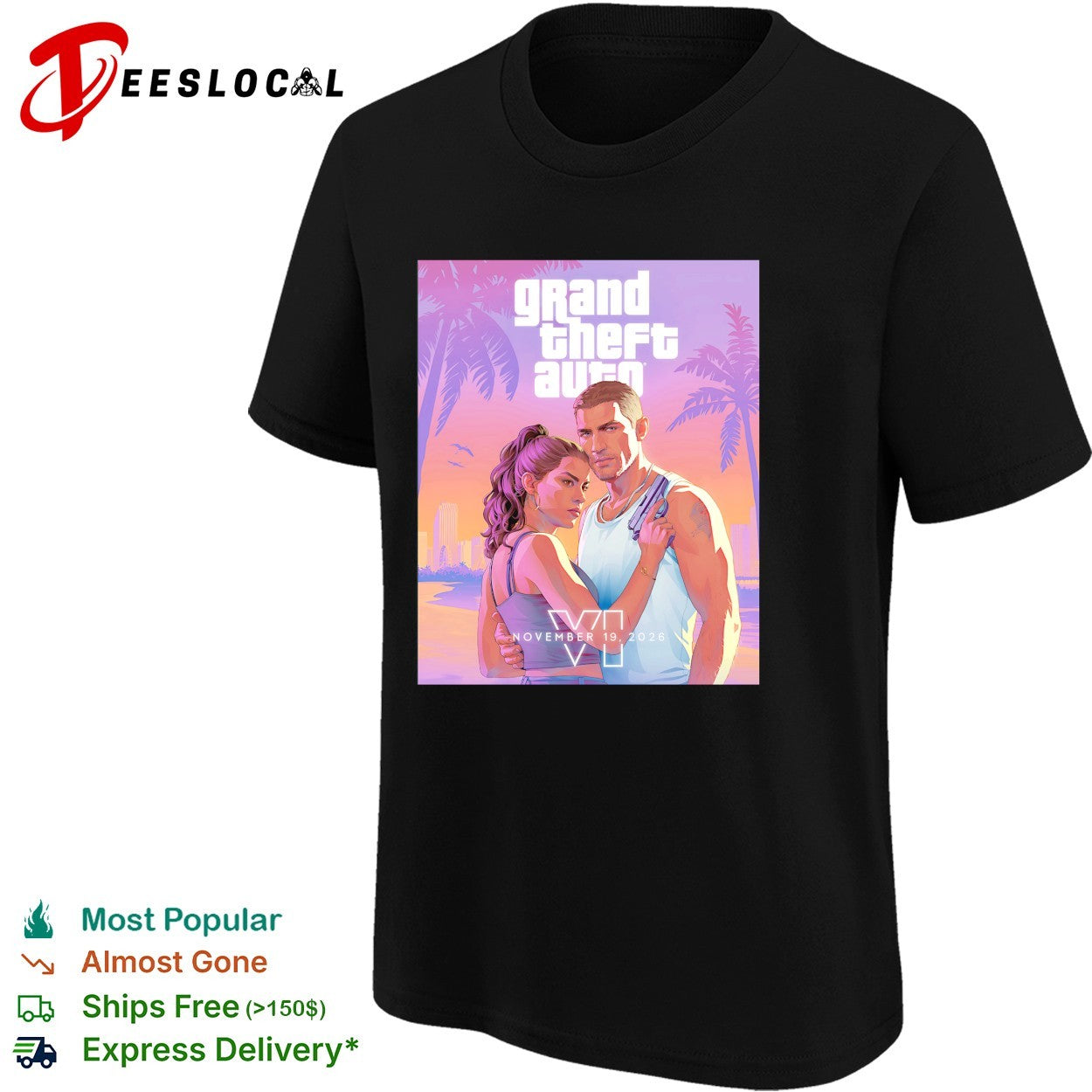 Grand Theft Auto 6 couple Vice City poster shirt