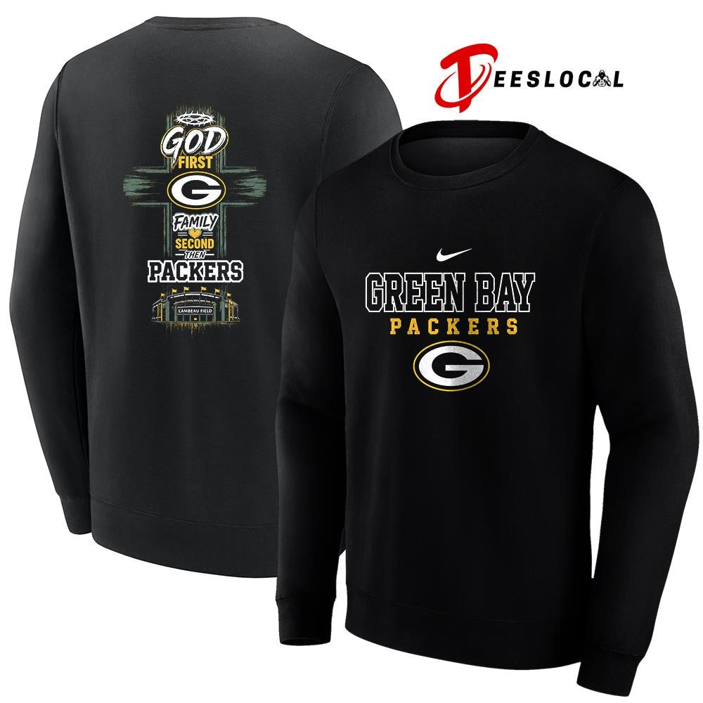 Green Bay Packers God first family second cross shirt