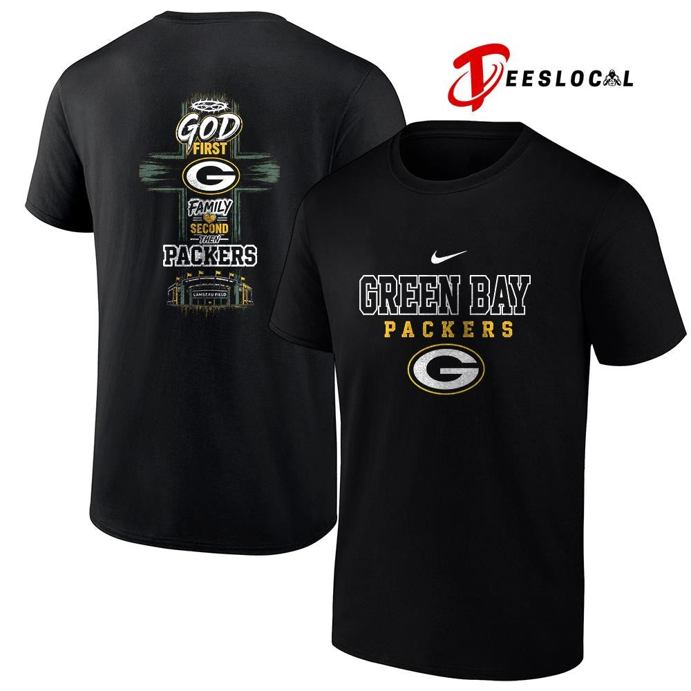 Green Bay Packers God first family second cross shirt
