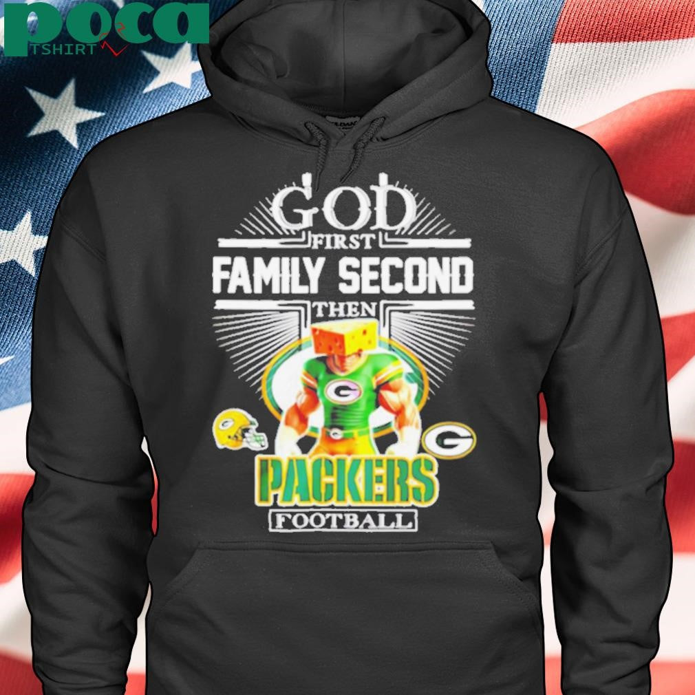 Green Bay Packers fan God first family second then Packers football mascot shirt
