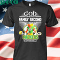 Green Bay Packers fan God first family second then Packers football mascot shirt