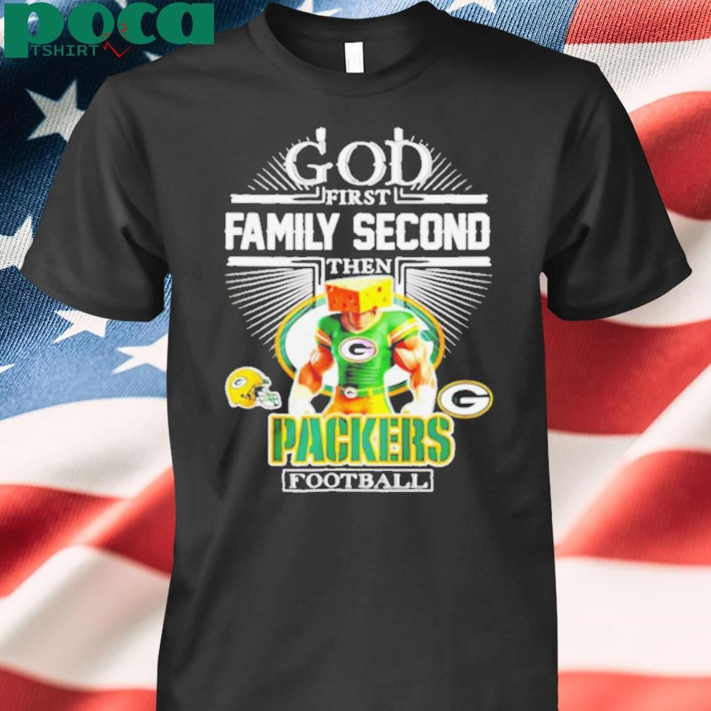 Green Bay Packers fan God first family second then Packers football mascot shirt