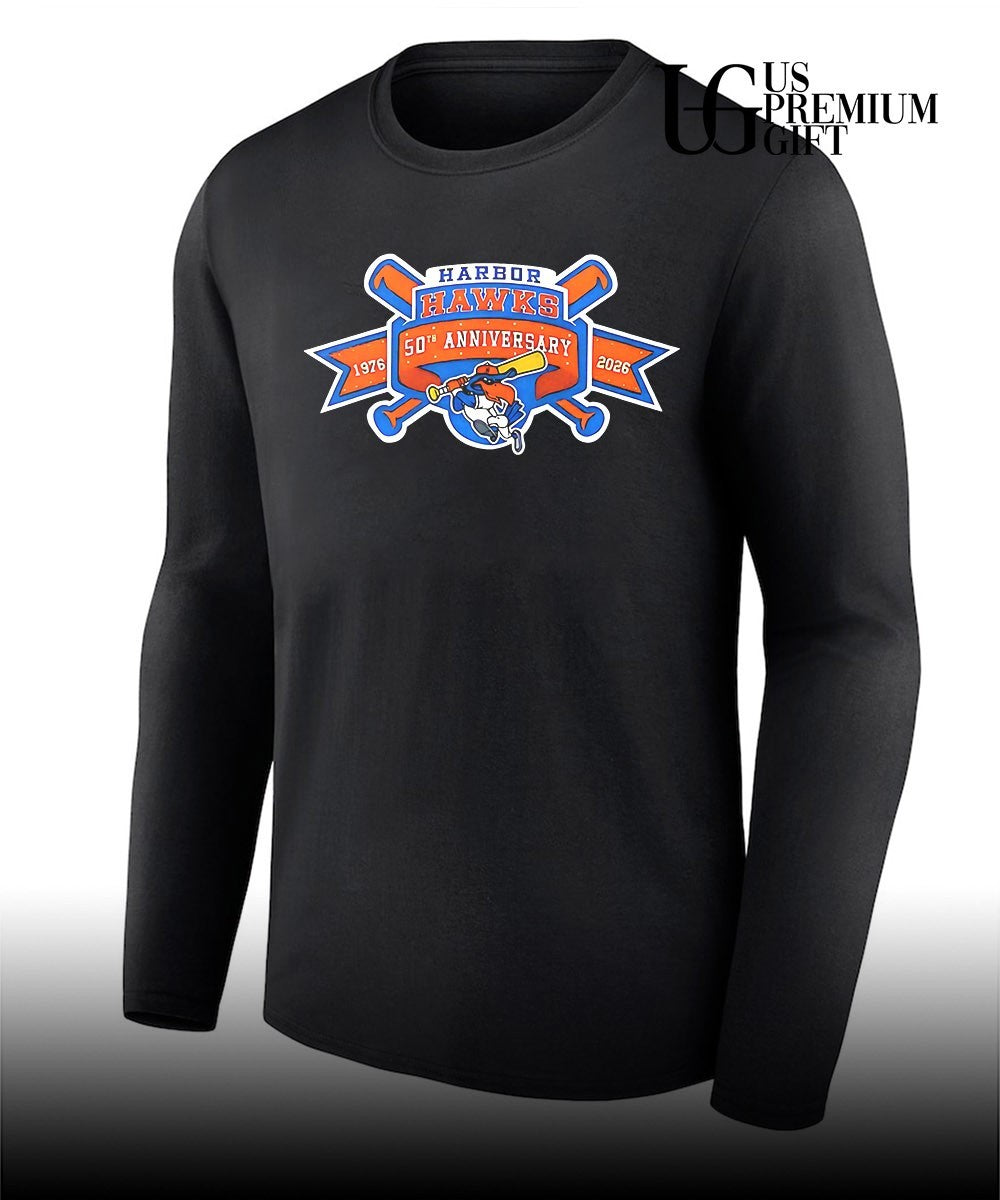 Harbor Hawks 50th Anniversary 1976-2026 Baseball Team commemorative shirt