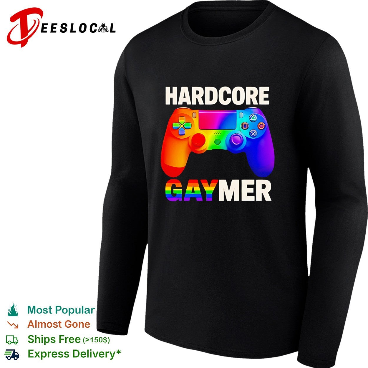 Hardcore Gaymer Rainbow LGBTQ Gamepad funny shirt
