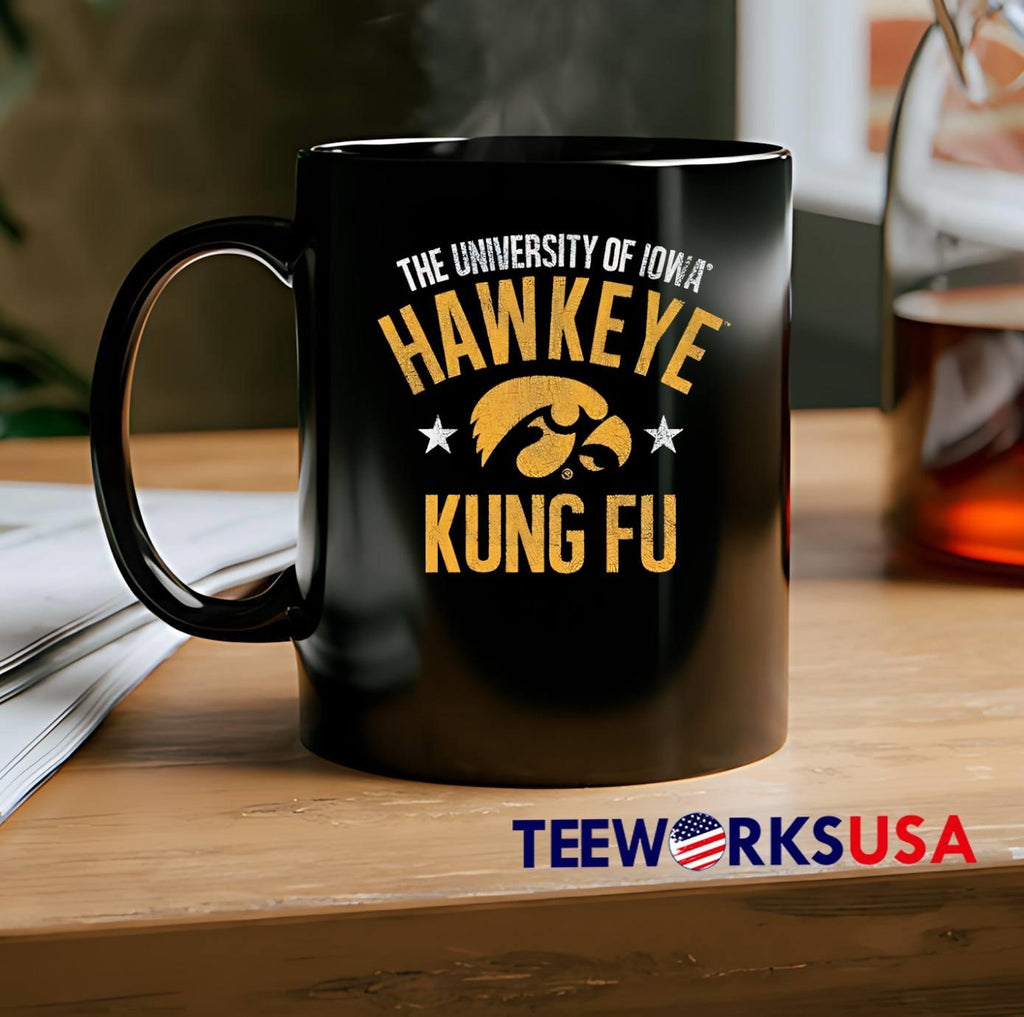 Hawkeye Kung Fu The University of Iowa Logo Stars Black shirt