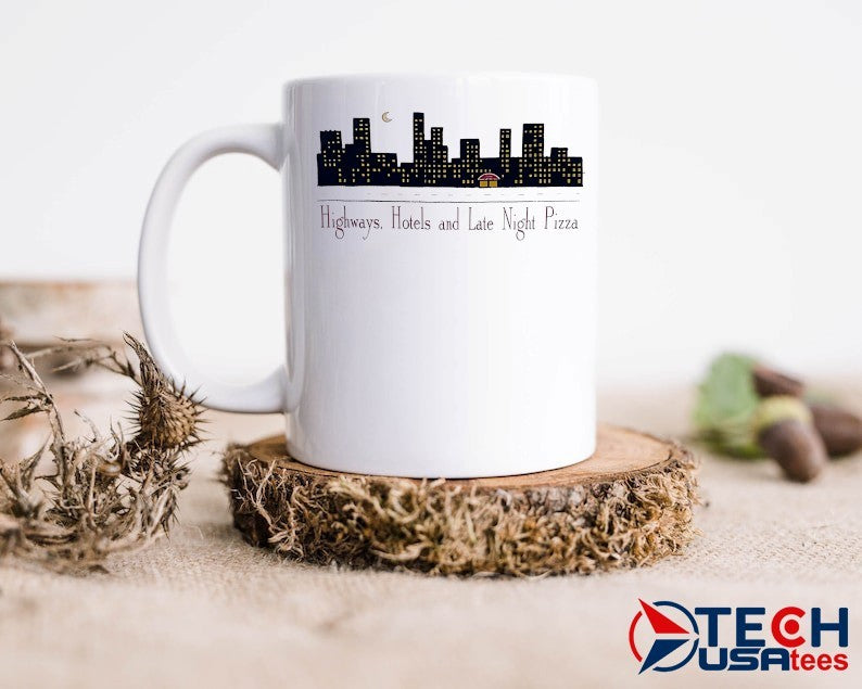 Highways Hotels and Late Night Pizza skyline shirt