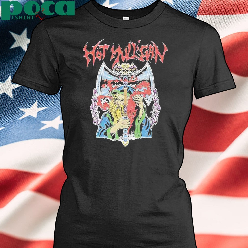 Mulligan Wizard Axe Black Tee With Fantasy Wizard And Battle Axe Graphic Merchandise Unisex T-Shirt