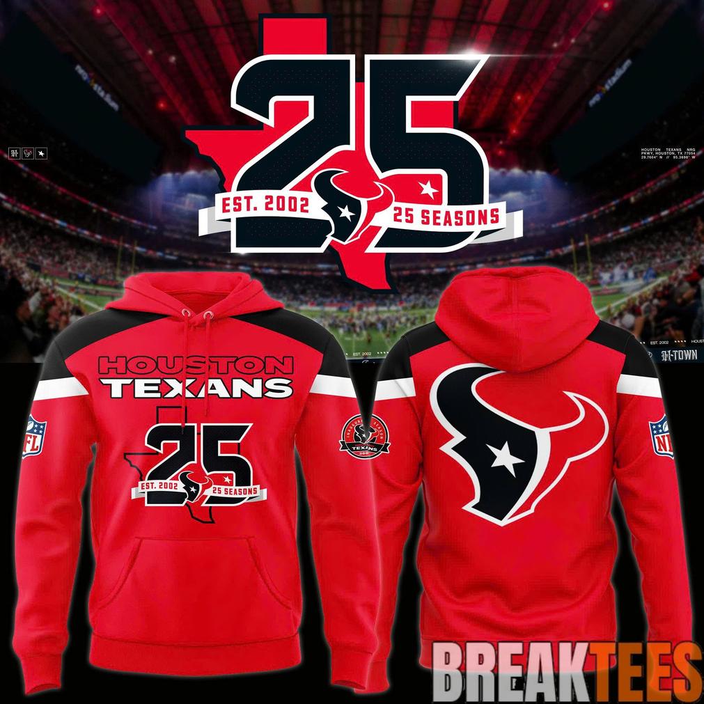 Houston Texans 25 Seasons x America 250 Red Two-Sided Graphic Hoodie