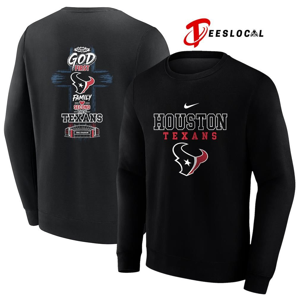 Houston Texans God first family second cross shirt