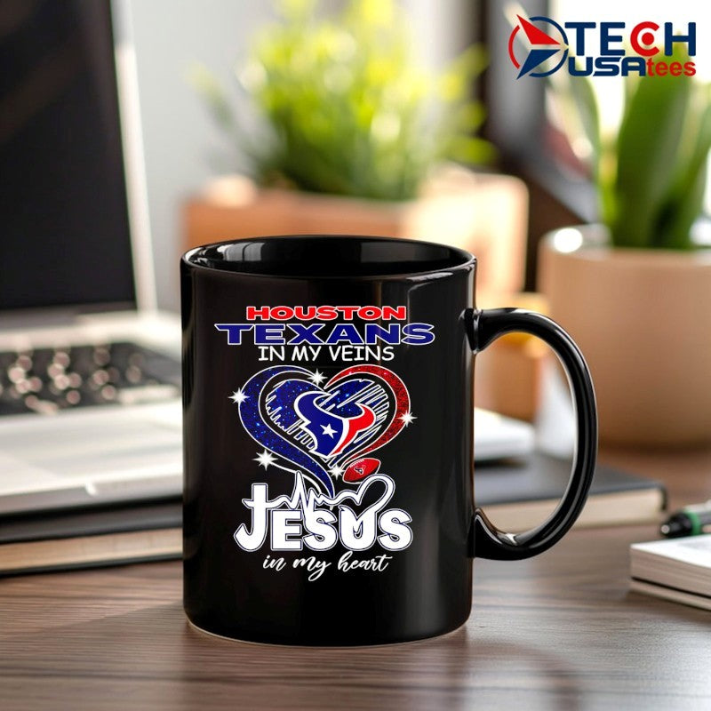 Houston Texans in my veins Jesus in my heart shirt