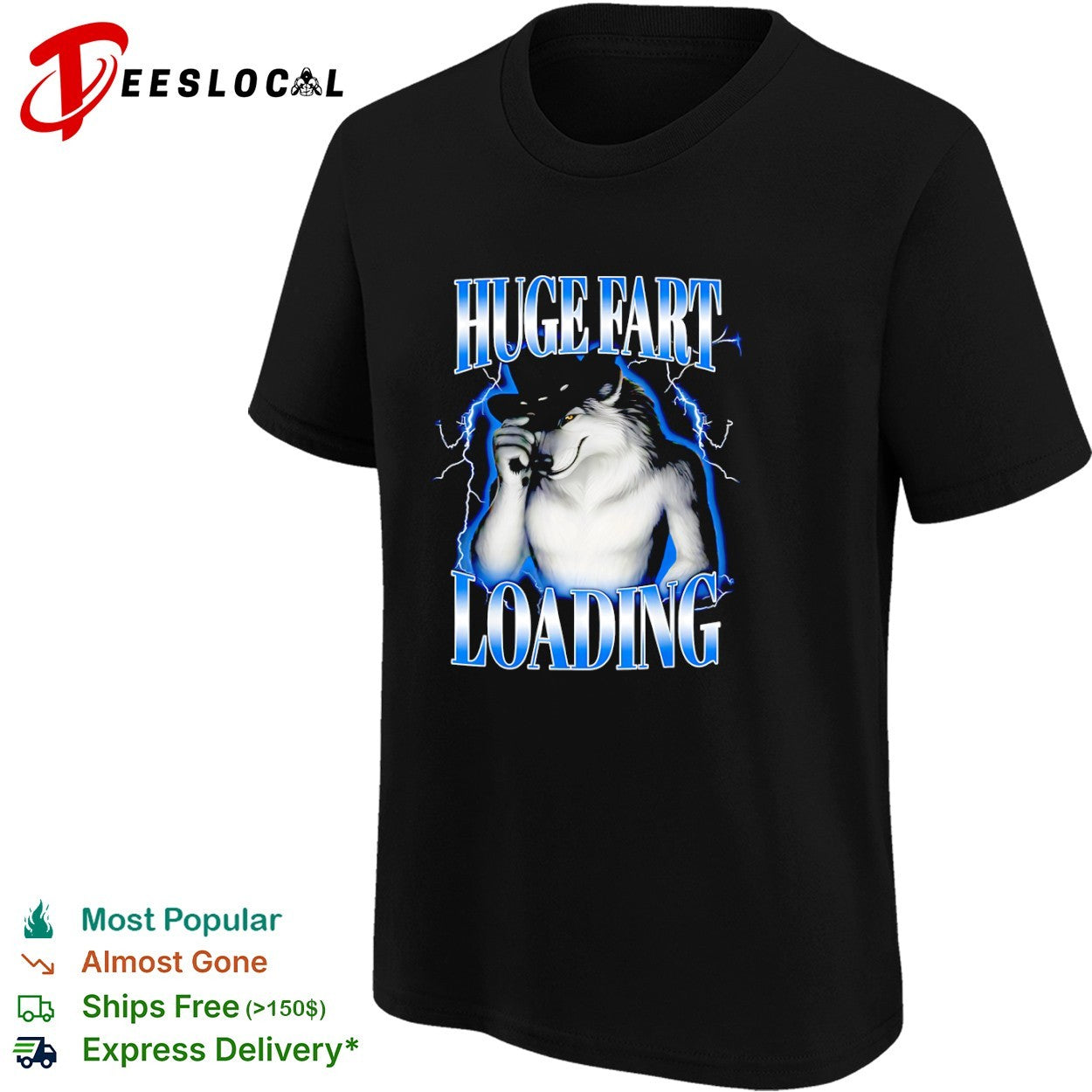 Huge Fart Loading Wolf Cowboy lightning shirt