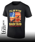 I will be in the backyard cigar Whiskey American flag shirt