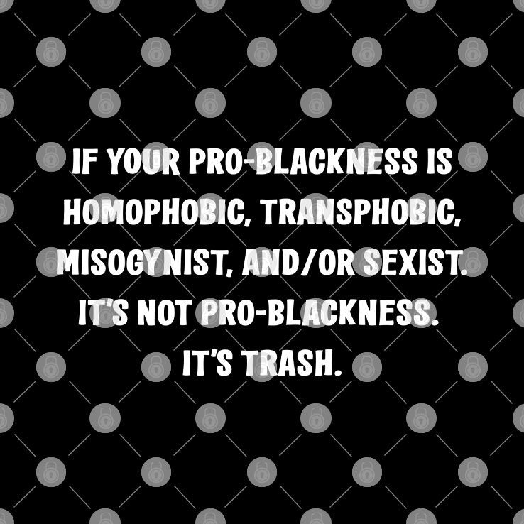 If Your Pro-Blackness Is Homophobic Transphobic Misogynist It’s Trash Shirt