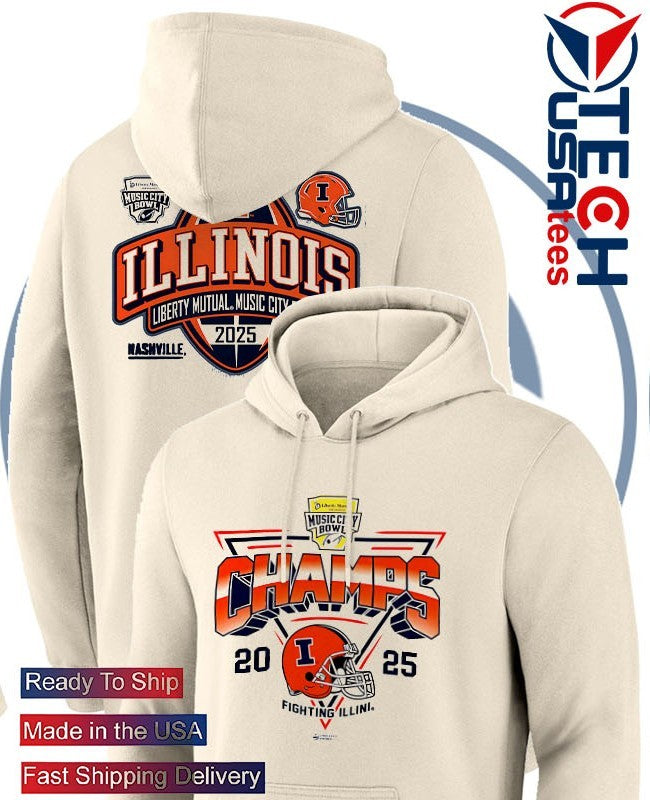 Illinois Fighting Illini 2025 Liberty Mutual Music City Bowl Champs helmet shirt