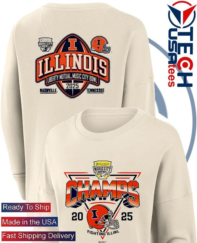 Illinois Fighting Illini 2025 Liberty Mutual Music City Bowl Champs helmet shirt