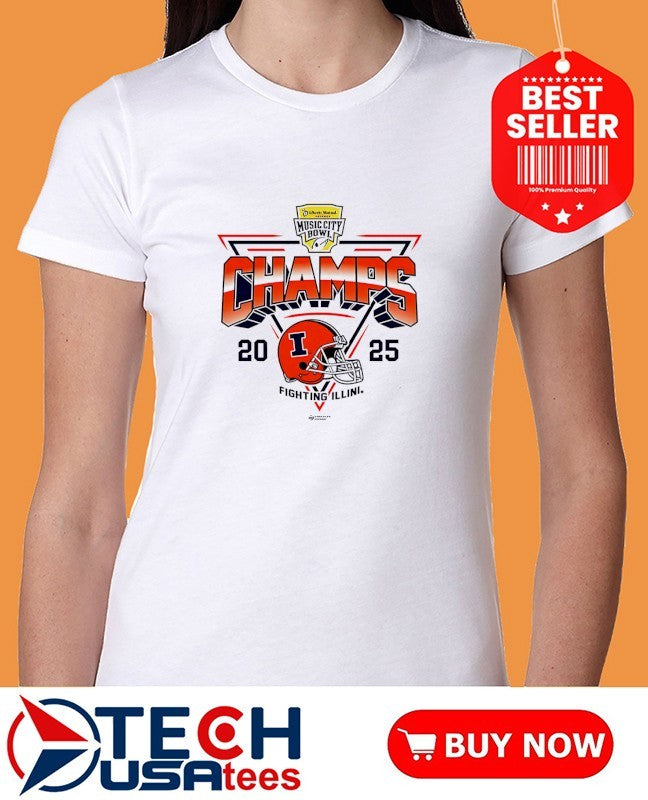 Illinois Fighting Illini 2025 Music City Bowl Champs helmet shirt