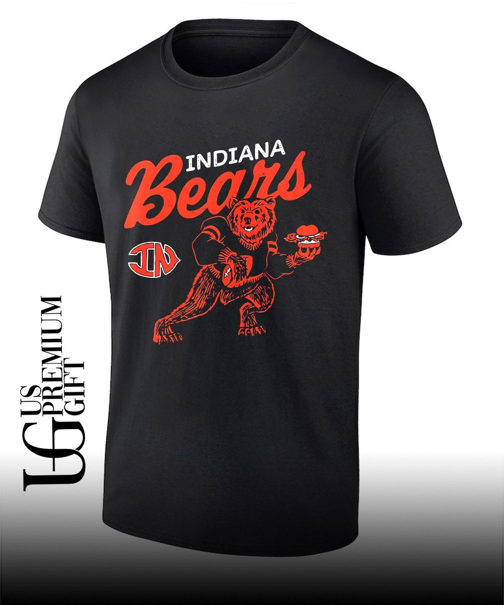 Indiana Bears Football player mascot eating a Hamburger logo shirt