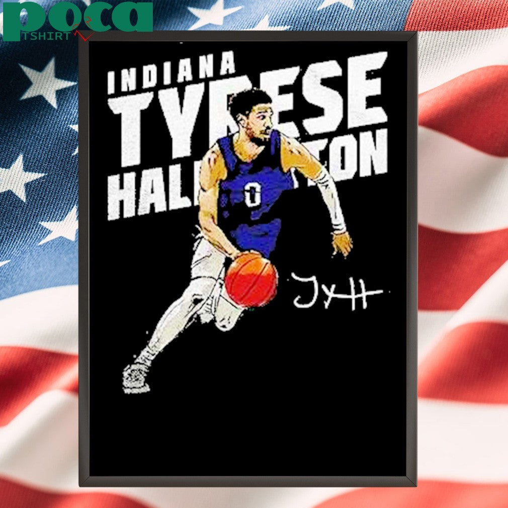 Indiana Pacers Tyrese Haliburton Basketball Player Slant Graphic Shirt